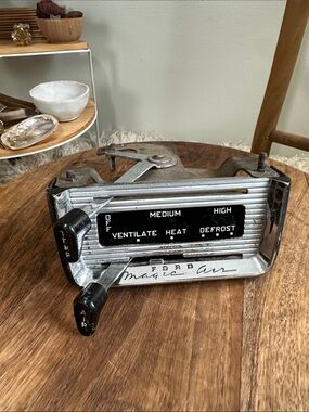 1952/53 Ford Vintage Magic Air Heater Control Assembly Chrome And Black As Is
